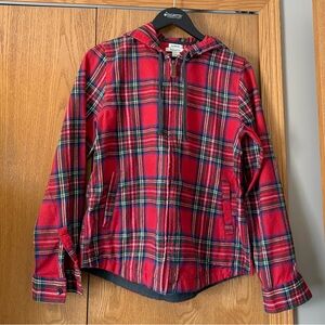 L.L. Bean Red Stuart Tartan Zip Hoodie